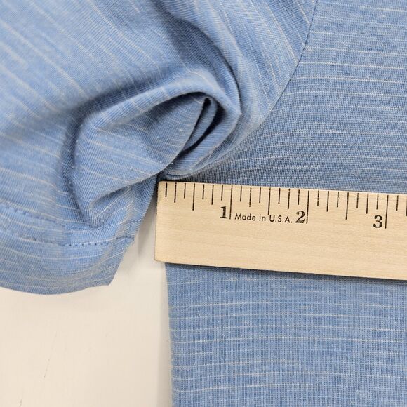 Travis Mathew Shirt Mens Large Polo Light Blue Preppy Casual Golf Striped - Picture 8 of 11